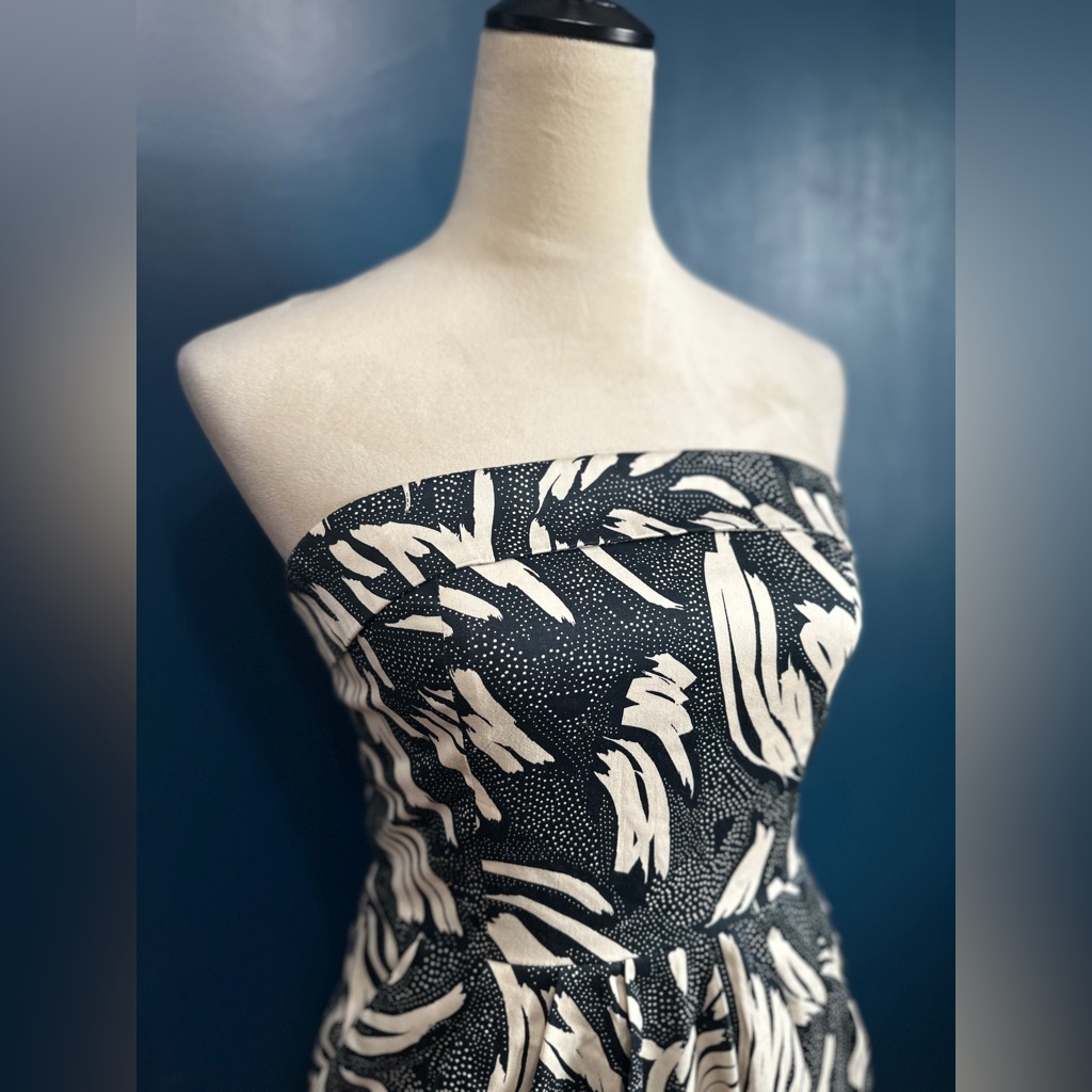 Max Printed Strapless Stretch Cotton Blend Mini Dress Size 8 — image 2 of 8